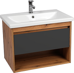 Viant Мебель для ванной Бостон 70 1 ящик подвесная графит/дуб вотан – фотография-2